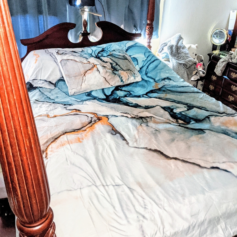 Marble Design Duvet Cover Queen Bed Set